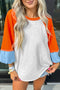 Weekend Vibe Color Block Raglan Sleeve Loose Fit Casual Top